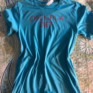 Comfy blue tee Chick-fil-A diet